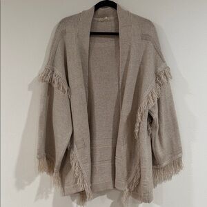 eesome Tan Fringed Cardigan